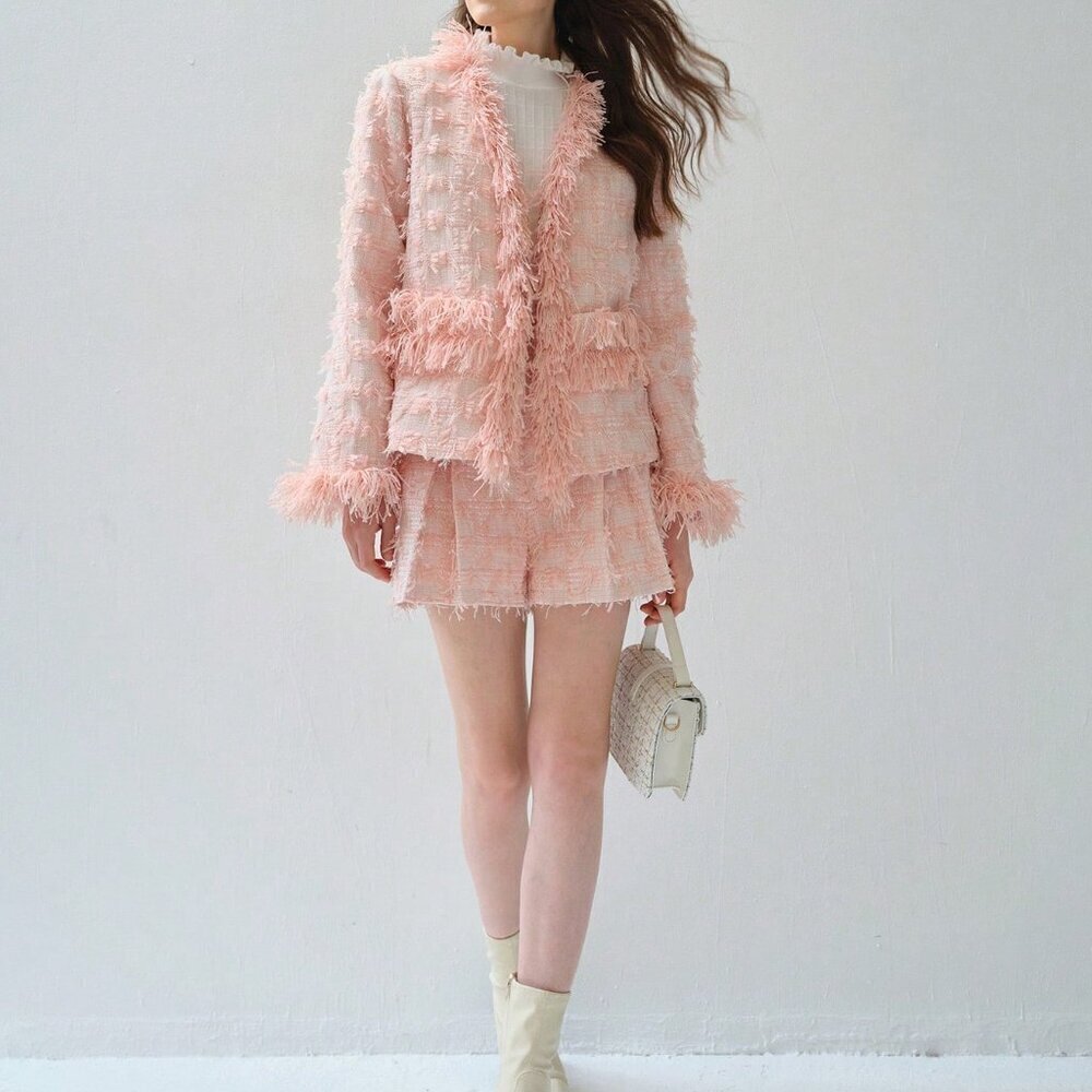 Pink Preppy Women's Faux Fur Patchwork Pocket Elegant Long Sleeve Regular Coat - Picture 4 of 5